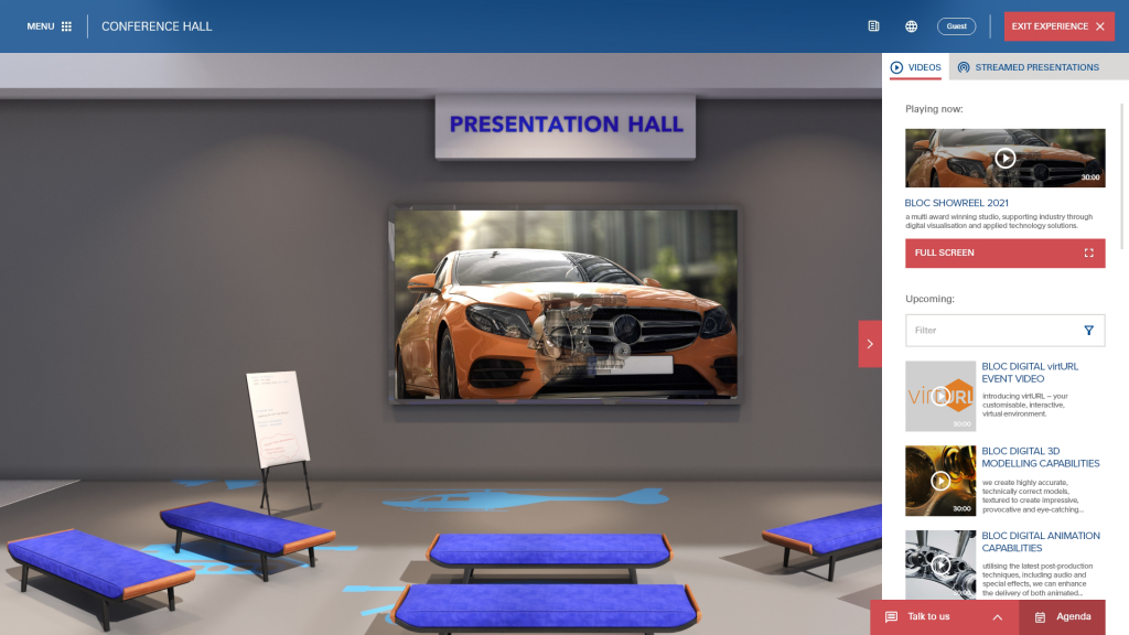 virtURL® presentation hall.